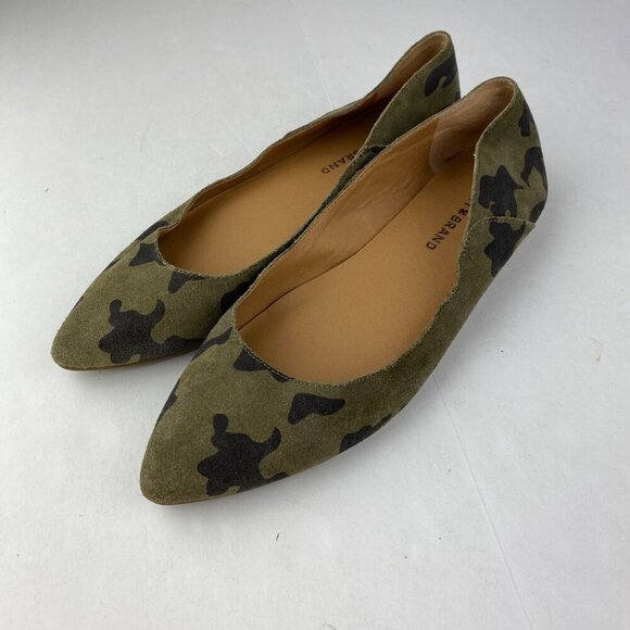 Lucky Brand Womens 8.5 Bethysa Leather Camo Almond Toe Flats Slip On - Picture 3 of 6